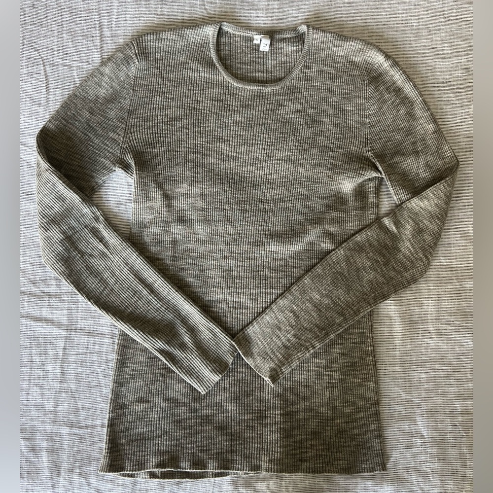 Tibi ribbed brushed cotton LS top.